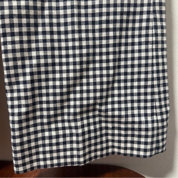 J. Crew Hayden Kickout Crop Gingham Linen Pants Navy Blue White Women’s Size 12 - Picture 14 of 16